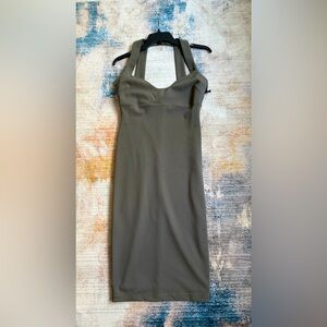 Hale Bob Elegant Olive Green Scoop Neck Dress